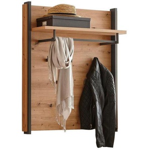 Hom`in Garderobenpaneel, Grau, Eiche, Metall, Kunststoff, Holzwerkstoff, 87.1x99.8x30.6 cm, Aufhängemöglichkeit, Hutablage, Kleiderstange, Garderobe,