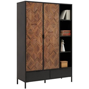 Hom`in Highboard, Schwarz, Gold, Metall, 9 Fächer, 2 Schublade(n) Schubladen, 117.1x173.6x42 cm, Typenauswahl, stehend, Wohnzimmer, Kommoden & Sideboards, Highboards