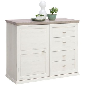 Hom`in Kommode, Grau, Weiß, Holzwerkstoff, 1 Fächer, 4 Schubladen, 107.9x89.5x43 cm, Typenauswahl, Beimöbel erhältlich, Wohnzimmer, Kommoden & Sideboards, Kommoden