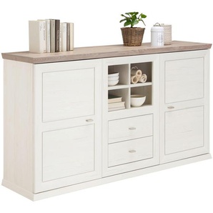 Hom`in Kommode, Grau, Weiß, Metall, 2 Fächer, 2 Schubladen, 160x89x43 cm, Beimöbel erhältlich, stehend, Wohnzimmer, Kommoden & Sideboards, Kommoden