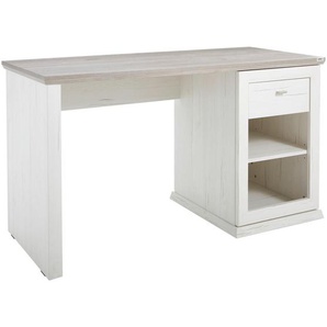 Hom`in Schreibtisch, Grau, Weiß, Metall, 1 Schubladen, rechteckig, Wange, 59x76x135 cm, Stauraum, Arbeitszimmer, Schreibtische, Bürotische