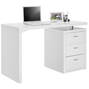 Hom`in Schreibtisch, Weiß, Chrom, Metall, 3 Schubladen, rechteckig, Wange, Sockel, 55x75x120 cm, Bsci, Stauraum, Arbeitszimmer, Schreibtische, Bürotische