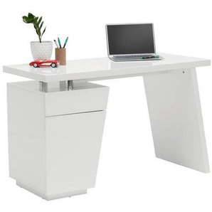 Hom`in Schreibtisch, Weiß, Chrom, Metall, Holzwerkstoff, 1 Schubladen, rechteckig, Wange, Sockel, 55x76x120 cm, Bsci, Stauraum, Arbeitszimmer,