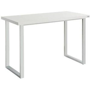 Hom`in Schreibtisch, Weiß Hochglanz, Metall, Holzwerkstoff, rechteckig, eckig, U-Form, 60x76x120 cm, Bsci, Arbeitszimmer, Schreibtische, Bürotische