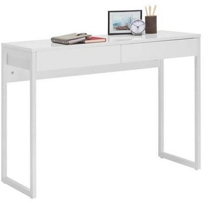 Hom`in Schreibtisch, Weiß, Metall, Holzwerkstoff, 2 Schubladen, rechteckig, eckig, Kufe, 40x76x102 cm, Bsci, Stauraum, Arbeitszimmer, Schreibtische,