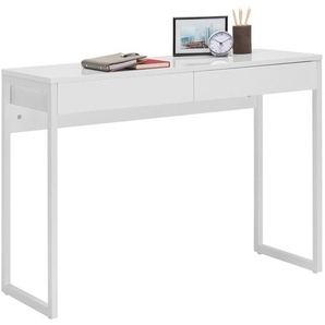 Hom`in Schreibtisch, Weiß, Metall, Holzwerkstoff, 2 Schubladen, rechteckig, eckig, Kufe, 40x76x102 cm, Bsci, Stauraum, Arbeitszimmer, Schreibtische,