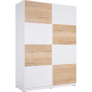 Hom`in Schwebetürenschrank , Weiß, Eiche , Holzwerkstoff , 2 Fächer , 150x213x62 cm , Beimöbel erhältlich , Kinder & Jugendmöbel, Jugendmöbel, Jugendkleiderschränke