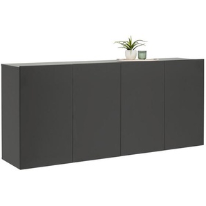 Hom`in Sideboard, Anthrazit, Holzwerkstoff, 6 Fächer, 180x80x42 cm, Typenauswahl, hängend, Wohnzimmer, Kommoden & Sideboards, Sideboards