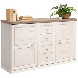 Hom`in Sideboard, Grau, Weiß, Metall, 2 Fächer, 4 Schubladen, 149x89.5x43 cm, Typenauswahl, Beimöbel erhältlich, Wohnzimmer, Kommoden & Sideboards,