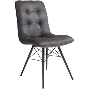 Hom`in Stuhl, Dunkelgrau, Textil, Rundrohr, 48x88x62 cm, Stoffauswahl, Esszimmer, Stühle, Esszimmerstühle, Vierfußstühle