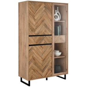 Hom`in Vitrine, Schwarz, Eiche, Glas, Holzwerkstoff, 4 Fächer, 1 Schubladen, 99.9x165.8x42 cm, Beimöbel erhältlich, Esszimmer, Vitrinen