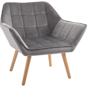 HOMCOM Einzelsessel Ohrensessel Relaxsessel Sessel mit Samt erhöhte Beine samtartiges Polyester skandinavisch Grau 67 x 61,5 x 71 cm 833-799V00GY