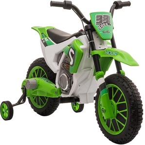 HOMCOM Kinder Elektro-Motorrad Kindermotorrad 12V Kinderfahrzeug Elektrofahrzeug mit 2 abnehmbaren Stützrädern für Kinder ab 3 Jahre PP Metall Grün+Weiß 106,5 x 51,5 x 68 cm 370-165V90GN