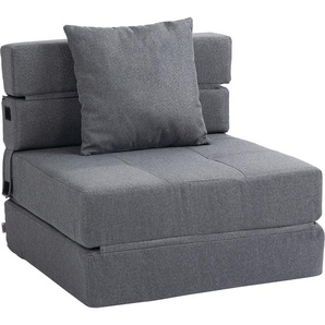HOMCOM Schlafsessel klappbar, Schlafsofa, 2-in-1 Klappsessel mit Bettfunktion, Relaxsessel mit Kissen, Gästebett für Wohnzimmer, Schlafzimmer, bis 100 kg Belastbar, Dunkelgrau 839-027V01CG