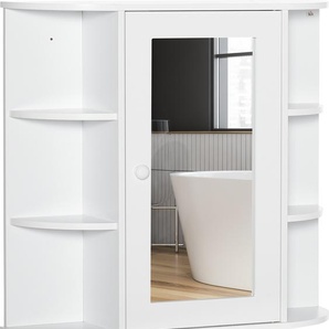 HOMCOM Spiegelschrank Badspiegel Wandmontage Hängeschrank Badeschrank mit 8 Fächern Mehrzweckschrank für Badezimmer Weiß 66 x 17 x 63 cm 834-203V90WT