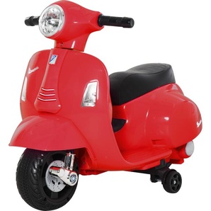 HOMCOM VESPA Elektromotorrad Kindermotorrad Elektrofahrzeug 18-36 Monate 3 km/h LED-Licht Sound Kunststoff-kunststoff Metall Rot 66,5 x 38 x 52 cm 370-138RD