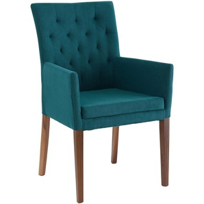 Home affaire 4-Fußstuhl Colorado, Luxus-Microfaser B/H/T: 60 cm x 94,5 cm, Luxus-Microfaser, Beine Nußbaum blau 4-Fuß-Stühle Stühle Sitzbänke