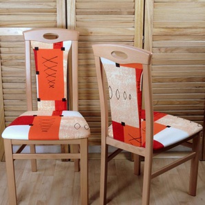 4-Fußstuhl HOME AFFAIRE Kasia Stühle Gr. B/H/T: 45 cm x 95 cm x 48 cm, 2 St., Baumwollmi x, Massivholz, rot (buche, terra, rot) 4-Fuß-Stühle