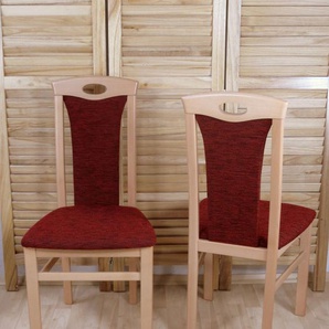 4-Fußstuhl HOME AFFAIRE Kasia Stühle Gr. B/H/T: 45 cm x 95 cm x 48 cm, 2 St., Struktur, Massivholz, rot (buche, bordeau) 4-Fuß-Stühle
