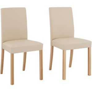 4-Fußstuhl HOME AFFAIRE Nina Stühle Gr. B/H/T: 44 cm x 90 cm x 52,5 cm, 6 St., Kunstleder, Kunstleder, Beine Buche + Massivholz, beige 4-Fuß-Stühle Stühle im 2er, 4er oder 6er-Set