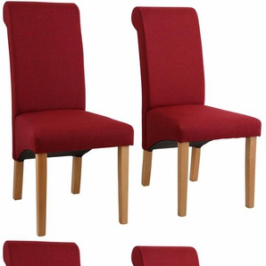 4-Fußstuhl HOME AFFAIRE Rito Tiago Stühle Gr. B/H/T: 48 cm x 101 cm x 68 cm, 4 St., Struktur, Beine Buche + Massivholz, rot (rot, buche) 4-Fuß-Stühle im 2er, 4er oder 6er-Set