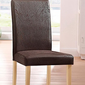 4-Fußstuhl HOME AFFAIRE Roko Stühle Gr. B/H/T: 57 cm x 97,5 cm x 46,5 cm, 6 St., Microfaser, Massivholz, braun (antik braun, buchefarben) 4-Fuß-Stühle im 2er, 4er oder 6er-Set