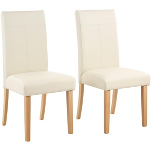 4-Fußstuhl HOME AFFAIRE Rubin Stühle Gr. B/H/T: 47 cm x 101 cm x 59 cm, 4 St., Kunstleder, Stuhlbeine honigfarben + Massivholz, beige (beige, honigfarben) 4-Fuß-Stühle Stühle Im 2er, 4er oder 6er-Set, mit honigfarbenen dunkelbraunen Beinen