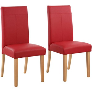 4-Fußstuhl HOME AFFAIRE Rubin Stühle Gr. B/H/T: 47 cm x 101 cm x 59 cm, 6 St., Kunstleder, Stuhlbeine honigfarben + Massivholz, rot (rot, honigfarben) 4-Fuß-Stühle Stühle Im 2er, 4er oder 6er-Set, mit honigfarbenen dunkelbraunen Beinen