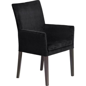 Armlehnstuhl HOME AFFAIRE Aspen Stühle Gr. B/H/T: 60 cm x 94,5 cm x 61 cm, Luxus-Microfaser, Massivholz, schwarz (schwarz, wenge) Armlehnstühle Beine aus massiver Buche, wengefarben lackiert
