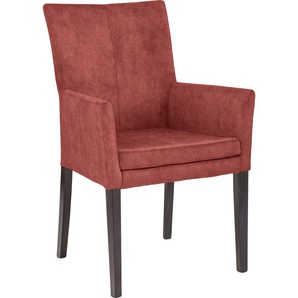 Armlehnstuhl HOME AFFAIRE Aspen Stühle Gr. B/H/T: 60 cm x 94,5 cm x 61 cm, Samtvelours, Massivholz, rot (rostrot, wenge) Armlehnstühle Beine aus massiver Buche, wengefarben lackiert