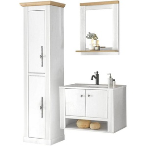 Home affaire Badmöbel-Set WESTMINSTER, Bad im Landhausstil, 3-teiliges Badezimmer, (3-St), Hänge-Waschtisch, Spiegel, Hochschrank, in 2 Farben, Breite 150 cm