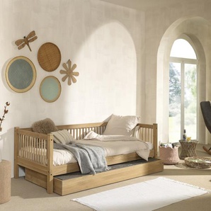 Home affaire Bettschubkasten (Made in Europe), mit Rollenführung, 90x90cm, auch als Stauraum nutzbar, Eiche geölt