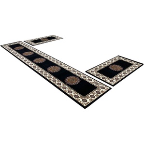 Bettumrandung HOME AFFAIRE Shari Gr. B/L (Brücke): 60 cm x 110 cm (2 St.) B/L (Läufer): 60 cm x 320 cm (1 St.), rechteckig, schwarz Bettumrandungen Orient-Optik, Bettvorleger, Läufer-Set für das Schlafzimmer