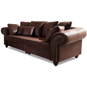 Big-Sofa HOME AFFAIRE King George Sofas Gr. B/H/T: 242 cm x 91 cm x 103 cm, Lu x us-Microfaser, ohne Funktion, braun (dunkelbraun) XXL Sofas