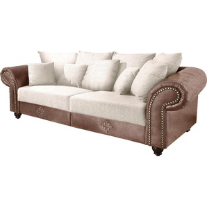 Big-Sofa HOME AFFAIRE King George Sofas Gr. B/T: 242 cm x 103 cm, Vintage-Chenille, ohne Funktion, braun (braun, sand) XXL Sofas