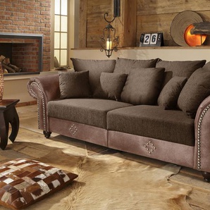 Big-Sofa HOME AFFAIRE King George Sofas Gr. B/T: 242 cm x 103 cm, Vintage-Chenille, ohne Funktion, braun (braun, braun) XXL Sofas