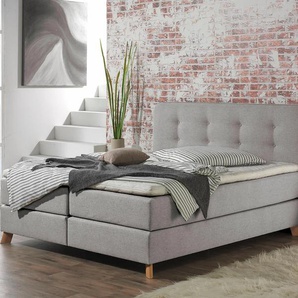 Home affaire Boxspringbett »Cecina«, in 5 Breiten, 3 Ausführungen, 2 Härtegrade, Knopfheftung, Topper