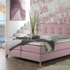 Boxspringbett HOME AFFAIRE Cecina Komplettbetten Gr. Struktur fein, Liegefläche B/L: 140 cm x 200 cm Betthöhe: 50 cm, H2, Bonnell-Federkernmatratze, rosa (rosé) Boxspringbett Boxspringbetten ohne Bettkasten