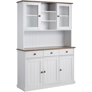 Buffet HOME AFFAIRE Westerland Schränke Gr. B/H/T: 131 cm x 190 cm x 45 cm, 3 St., weiß (weiß, sepia) Anrichten Buffets Schränke Breite 131 cm