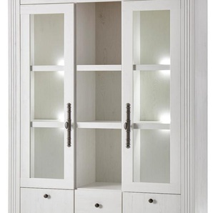 Buffet HOME AFFAIRE Westminster Schränke Gr. B/H/T: 129 cm x 202 cm x 42 cm, 4 St., weiß (pinie dekor, applikation wotan eiche dekor) Buffetschrank Anrichten Buffets Schränke im romantischen Landhausstil