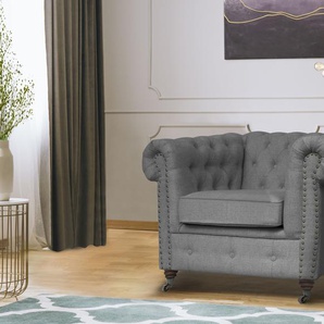 Chesterfield-Sessel HOME AFFAIRE Aarburg Sessel Gr. Struktur, B/H/T: 98 cm x 77 cm x 87 cm, grau Chesterfield Sessel aufwändige Knopfheftung und Ziernägel im Chesterfield-Design