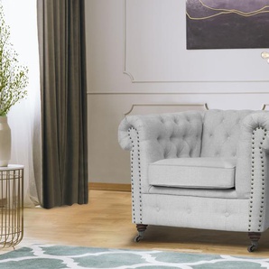 Chesterfield-Sessel HOME AFFAIRE Aarburg Sessel Gr. Struktur, B/H/T: 98 cm x 77 cm x 87 cm, silberfarben (silber) Chesterfield Sessel aufwändige Knopfheftung und Ziernägel im Chesterfield-Design