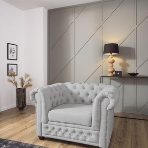 Chesterfield-Sessel HOME AFFAIRE New Castle Sessel Gr. Struktur weich, B/H/T: 104 cm x 72 cm x 86 cm, silberfarben (silber) Chesterfield Sessel hochwertige Knopfheftung, BTH: 1048672 cm