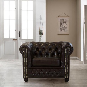 Chesterfield-Sessel HOME AFFAIRE Rysum Sessel Gr. Kunstleder, B/H/T: 94 cm x 72 cm x 86 cm, braun (dunkelbraun) Chesterfield Sessel passend zur Serie Rysum BTH: 948672 cm