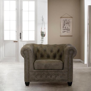 Chesterfield-Sessel HOME AFFAIRE Rysum Sessel Gr. Luxus-Microfaser in Lederoptik, B/H/T: 94 cm x 72 cm x 86 cm, grau (stone) Chesterfield Sessel passend zur Serie Rysum BTH: 948672 cm
