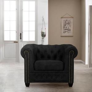 Chesterfield-Sessel HOME AFFAIRE Rysum Sessel Gr. Luxus-Microfaser in Lederoptik, B/H/T: 94 cm x 72 cm x 86 cm, grau (anthrazit) Chesterfield Sessel passend zur Serie Rysum BTH: 948672 cm