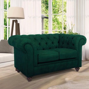 Home affaire Chesterfield-Sofa Duc 2-Sitzer, hochwertige Knopfheftung im Rücken, Samtoptik mit changierender Optik