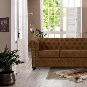 Home affaire Chesterfield-Sofa Rysum, Chesterfield-Optik, in 2 Bezugsqualitäten, 2 Ausf. schnell lieferbar
