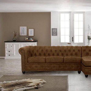 Home affaire Chesterfield-Sofa Rysum L-Form, Chesterfield-Optik mit manen-Abschluß