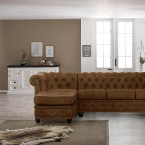 Home affaire Chesterfield-Sofa Rysum L-Form, Chesterfield-Optik mit manen-Abschluß